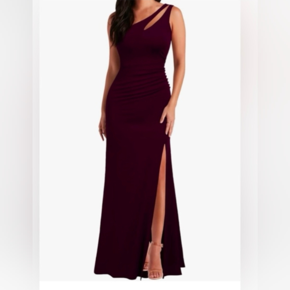 COPY - Elegant One-Shoulder Burgundy Dress
